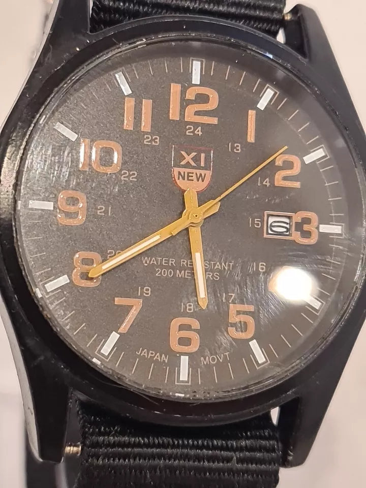 X1 New, Black Quartz Mens Watch