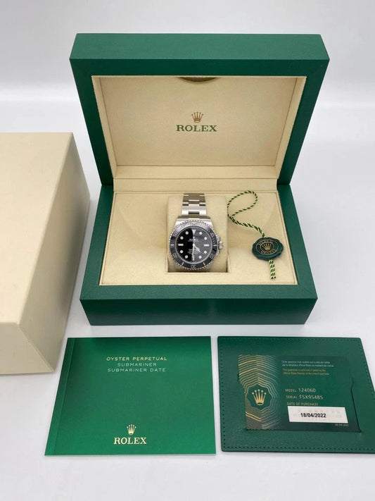 Rolex Submariner No Date 41mm 124060 Black Ceramic Steel Watch Box & Papers 2022